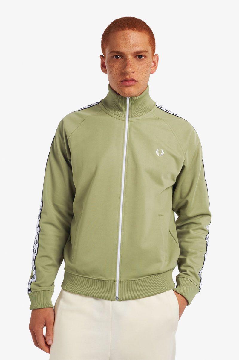 Olive Green Fred Perry Taped Track Men\'s Jackets | PH 1262WNBY